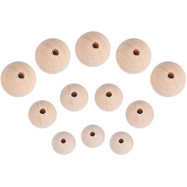 60 pcs Vacuum Packing Round Wood Beads