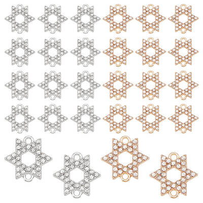 40Pcs 2 Colors Alloy Pave Crystal Rhinestone Connector Charms