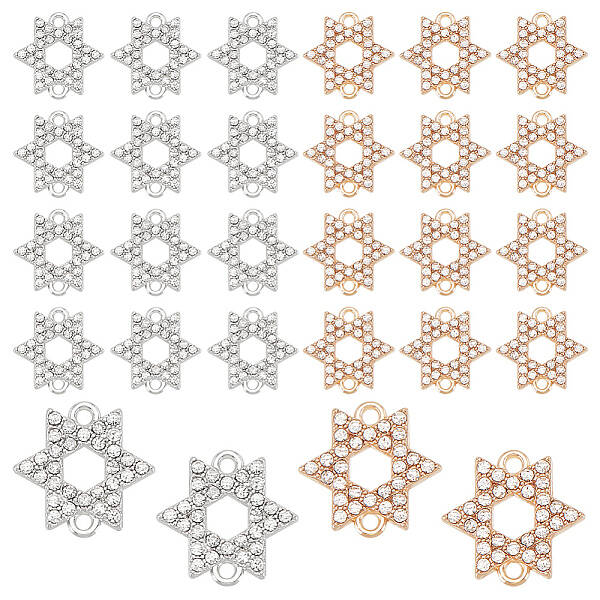 40Pcs 2 Colors Alloy Pave Crystal Rhinestone Connector Charms