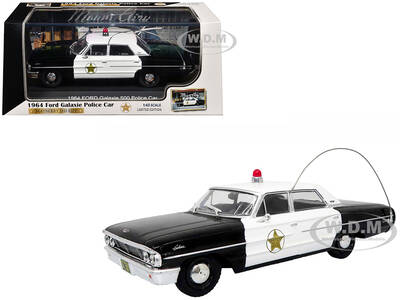 1964 Ford Galaxie 500 Police Car Mount Airy Mayberry Sheriff Black and White 1/43 Diecast Model by Iconic Replicas