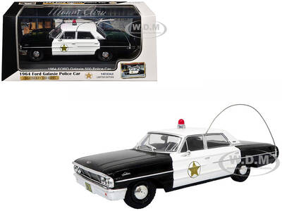 1964 Ford Galaxie 500 Police Car Mount Airy Mayberry Sheriff Black and White 1/43 Diecast Model by Iconic Replicas