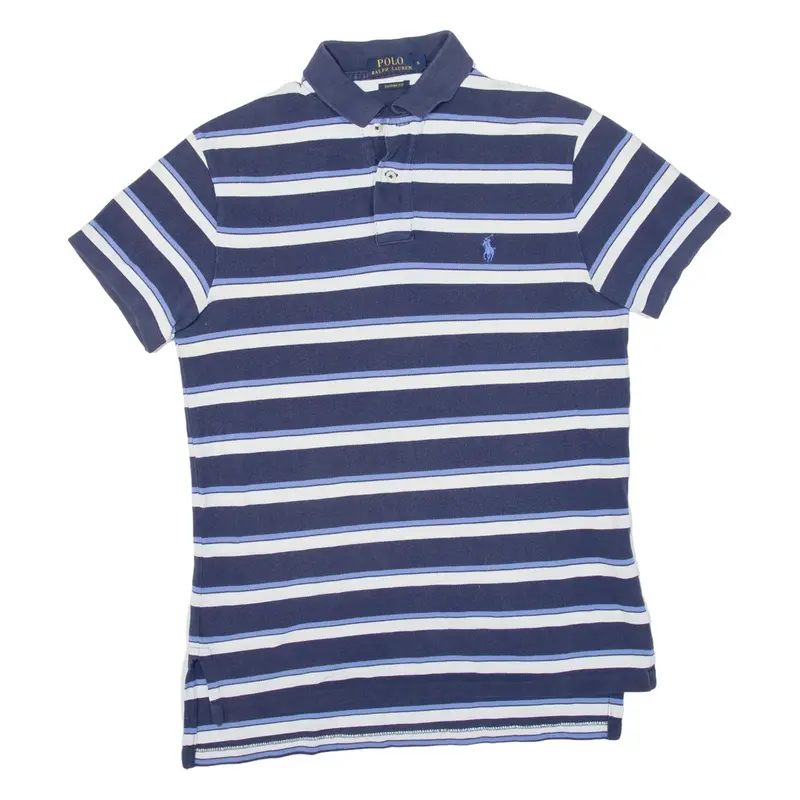 POLO RALPH LAUREN Custom Fit Mens Polo Shirt Blue Striped S