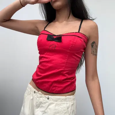 Aki Corset - Small Red Cotton