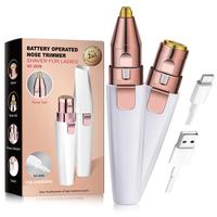 2 in 1 Electric Eyebrow Trimmer, 1 Set Portable Rechargeable Eyebrow Shaver with LED Light, Facial Eyebrow Hair Removal Tool...