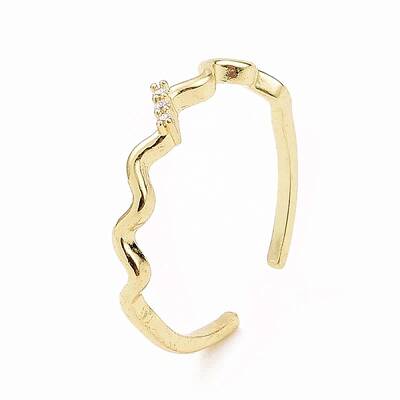 Clear Cubic Zirconia Wave Open Cuff Ring