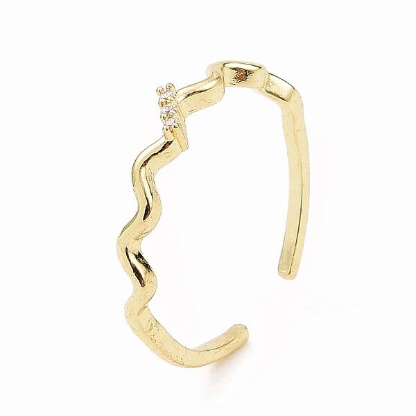 Clear Cubic Zirconia Wave Open Cuff Ring
