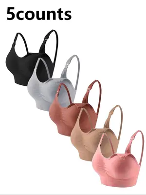 Maternity Solid Color Wireless Nursing Bra, Comfortable Breathable Seamless Sleep Bra, Pregnancy Maternity Underwear for Wome...