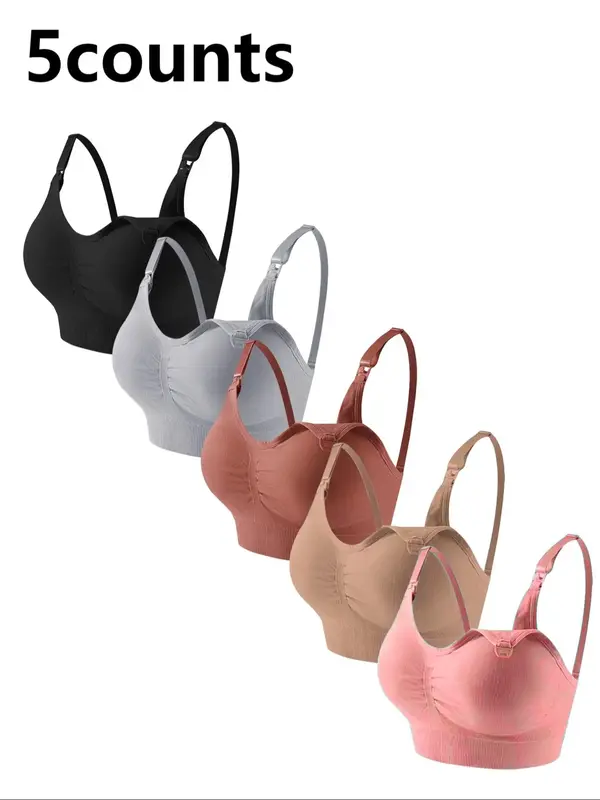 Maternity Solid Color Wireless Nursing Bra, Comfortable Breathable Seamless Sleep Bra, Pregnancy Maternity Underwear for Wome...