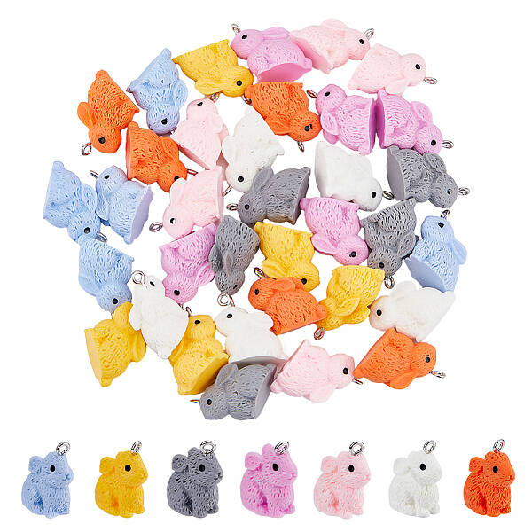 35Pcs 7 Colors Easter Opaque Resin Cute Pet Pendants