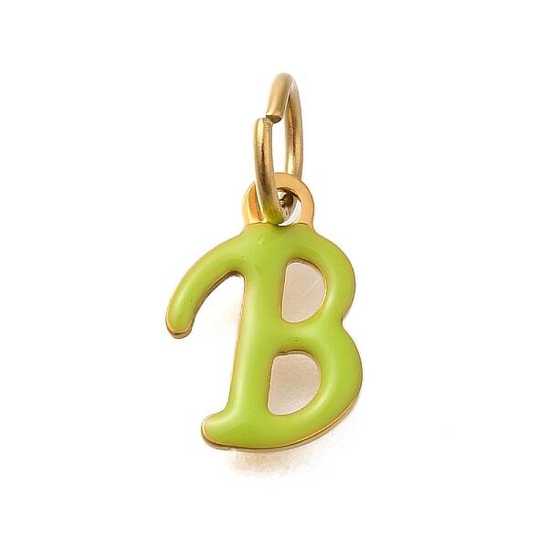 Ion Plating(IP) 304 Stainless Steel Enamel Alphabet Charms
