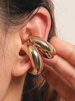 Women's Simple Style C-shaped Plain Color Earrings, Casual Trendy Ear Cuff, Fashionable Matching Jewelry for Daily & Party De...