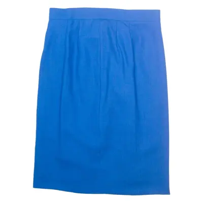 YVES SAINT LAURENT Variation Womens Pencil Skirt Blue Knee Length Wool M
