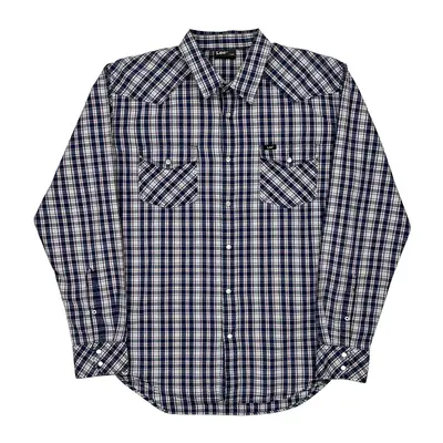Lee Checked Flannel Shirt - Large Blue Cotton