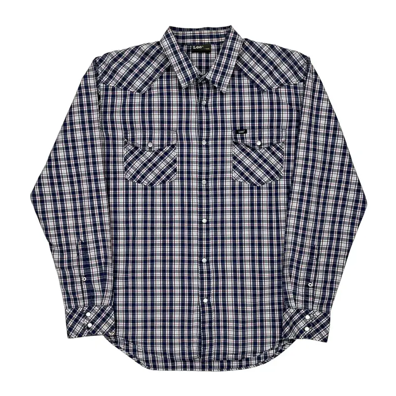 Lee Checked Flannel Shirt - Large Blue Cotton