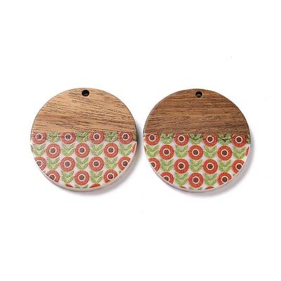Opaque Resin & Walnut Wood Pendants