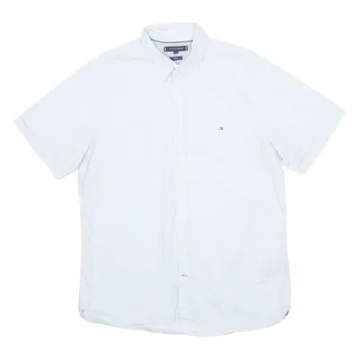 TOMMY HILFIGER Slim Fit Mens Plain Shirt Blue Polka Dot XL
