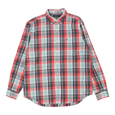 Nautica Checked Shirt - Large Blue Cotton