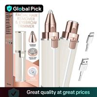Electric Eyebrow Trimmer, 1 Set Portable 2 in 1 Facial Hair Remover, Lip Facial Body Hair Removal Tool with LED Light, Facial...