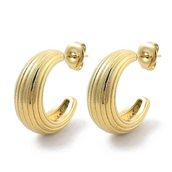 Ion Plating(IP) 304 Stainless Steel Ring Stud Earrings