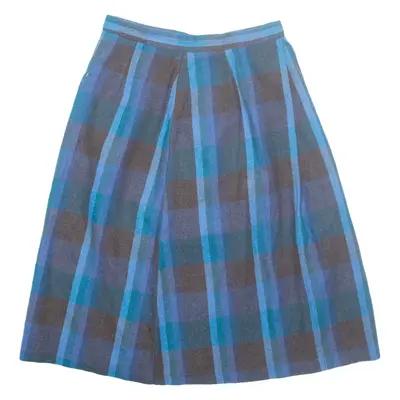 Womens A-Line Skirt Blue Midi Wool S