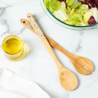 Bamboo Serving Spoon Set - Set of 2 - Dragonfly Vines
