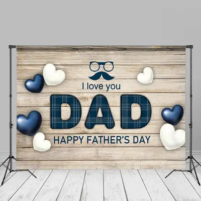 Blue Love Wooden Board Fathers Day Picture Backdrop - Aperturee