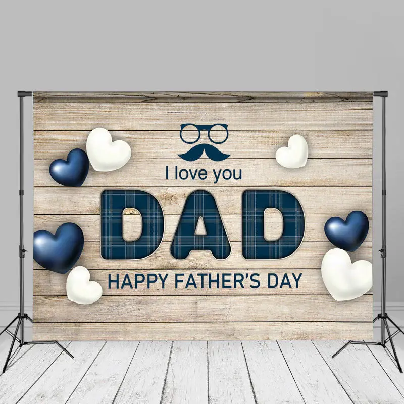 Blue Love Wooden Board Fathers Day Picture Backdrop - Aperturee