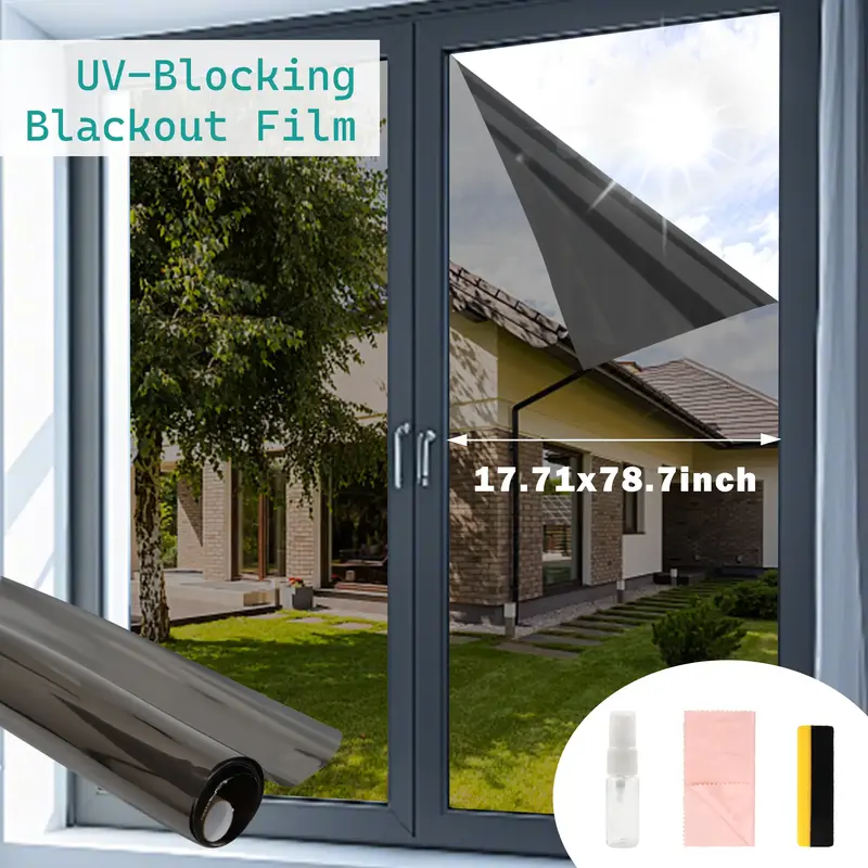 Window Privacy Film Frosted Glass Static Cling, UV Shielding Heat Adjustment Window Tint Day and Night Insulation for Home Ba...