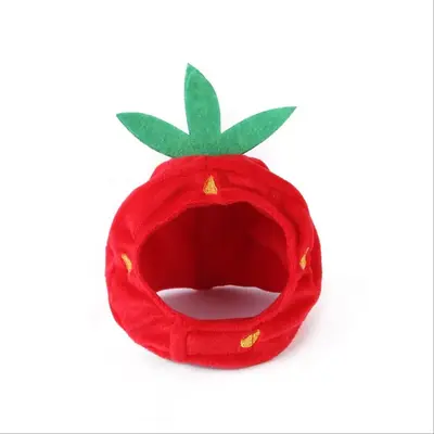 Strawberry Shaped Pet Decorative Hat, Cute Fruit Pattern Pet Costume Hat For Party Cat & Dog Decoration