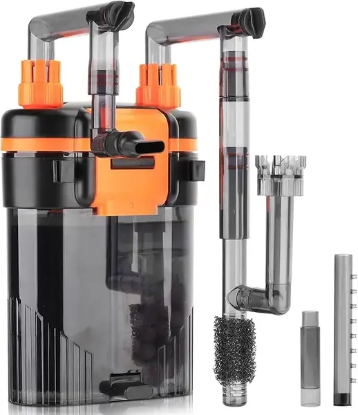 hygger Hang-On-Back Canister Aquarium Filter,No Dry Burning Quiet Fish Tank Filter with Duckbill Nozzle Shower Pipe Outlet Oi...