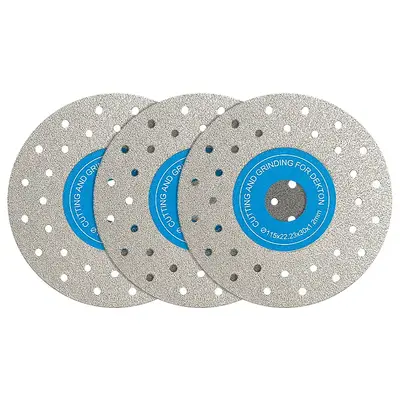3PCS 4.5/115mm Diamond Grinding Wheels & Chamfered Blades - Porous Design Reduces Noise/Heat for Tile, Marble, Stone & Cera...