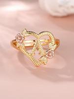2024 Fashion Flower & Heart Decorated Matching Ring for Girlfriend, Letter Decor Promise Ring for Women, Unique Rings Jewelry...
