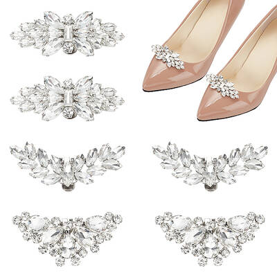 6Pcs 3 Styles Detachable Alloy Rhinestone Shoe Buckle Clips