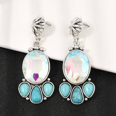 Alloy Synthetic Turquoise Dangle Stud Earrings