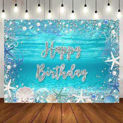 Aperturee Under The Sea Pearl Shell Happy Birthday Backdrop