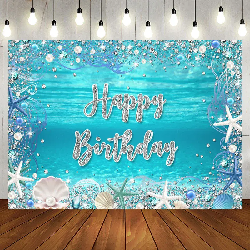 Aperturee Under The Sea Pearl Shell Happy Birthday Backdrop