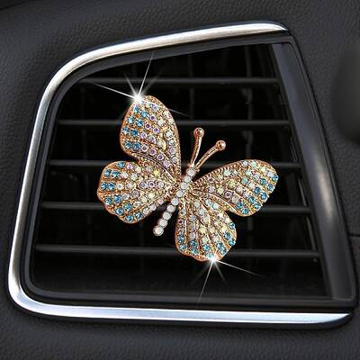 Butterfly Alloy Rhinestone Car Air Vent Clips