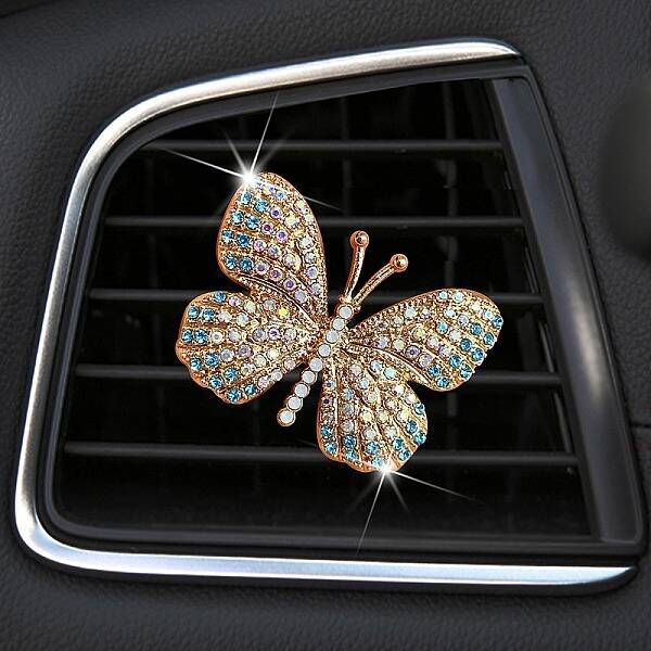 Butterfly Alloy Rhinestone Car Air Vent Clips