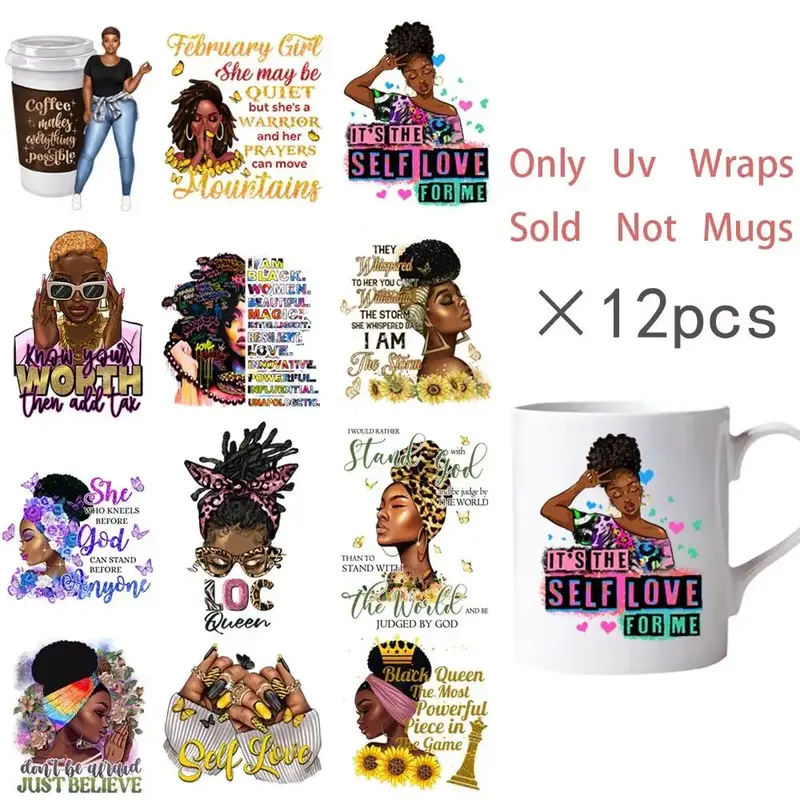 Queen Design DIY Transparent Sticker, 12pcs/set Waterproof Self Adhesive Sticker, Decorative Sticker For Glass Bottle, Wate...