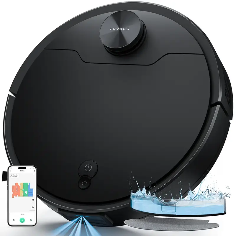 T10 Robot Vacuum and Mop – 6000Pa Suction, Smart App Control, 360° LiDAR Navigation, Ideal for Hard Floors & Low-Pile Carp...