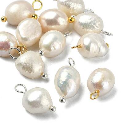 12Pcs 2 Colors Natural Pearl Potato Charms