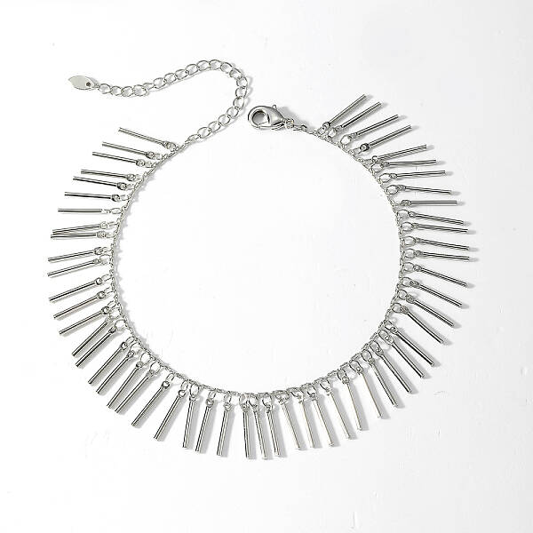 Fashionable Casual Brass Tube Charms Tassel Anklet for Women