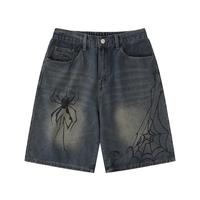 Y2K Jean Jorts Spider Baggy Casual Loose Straight Wide Leg Shorts Adjustable Grunge Harajuku Hip Hop VintageStreetwear