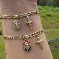 18k Gold Plated Unisex Virgencita Bracelet with Our Lady of Guadalupe Charm