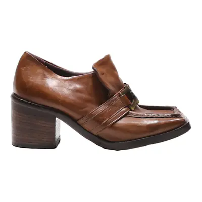 HISTORY 541 Block Heel Derby Shoes Brown Leather Womens UK 3