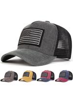 Flag Print Mesh Hat, Casual Outdoor Sports Hat for Men & Women, Adjustable Snapback Cap for Daily Wear