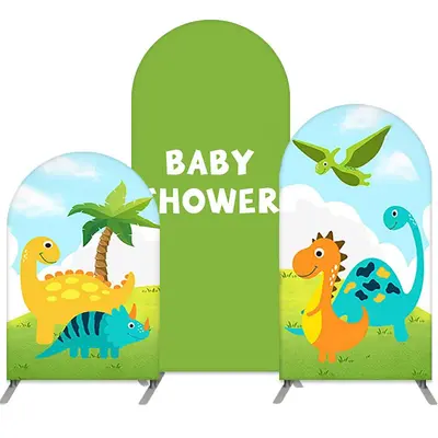 Aperturee Cartoon Dinosaur Theme Baby Shower Arch Backdrop Kit | Custom Arched Wall Covers | Custom Chiara Arched Covers | Ch...