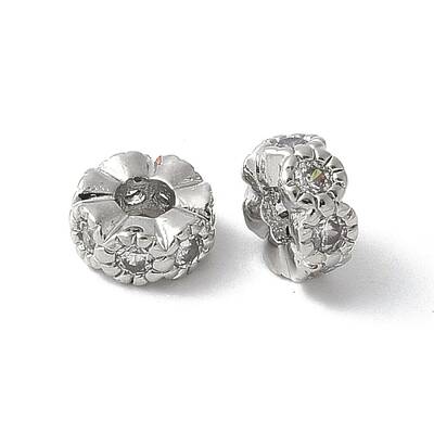 Brass Micro Pave Cubic Zirconia Beads