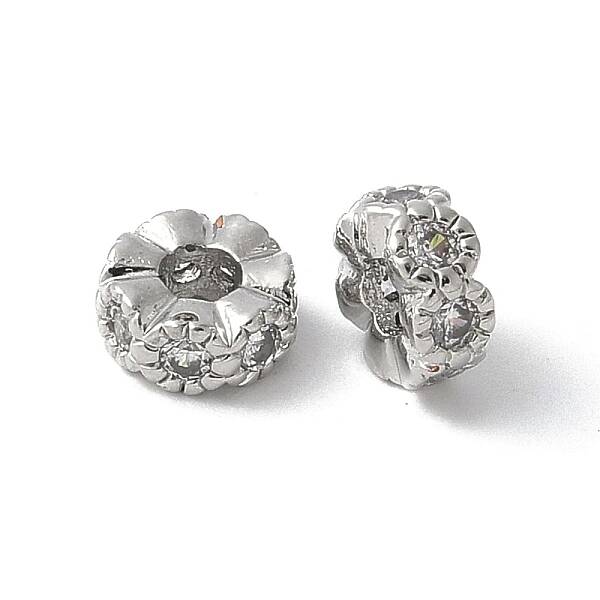 Brass Micro Pave Cubic Zirconia Beads