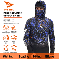 RODEEL UPF 50+ Sun UV Protection Hoodie Shirts, Men Raglan Long Sleeve Lightweight Quick Dry Breathable Cooling Rash Guard wi...